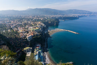 High angle view of city at waterfront