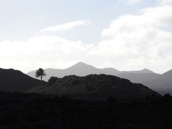 Scenic view of mountains against cloudy sky