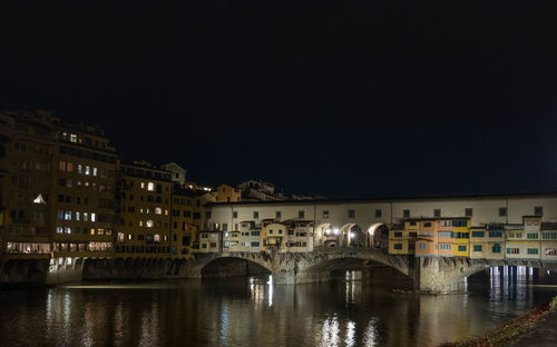 Reflection of buildings in city at night