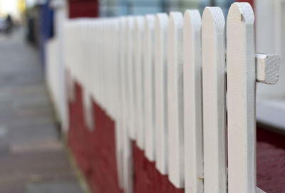 Close-up of white fence