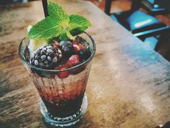 Close-up of berry fruit on table