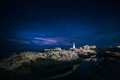 Scenic view of sea against sky at night