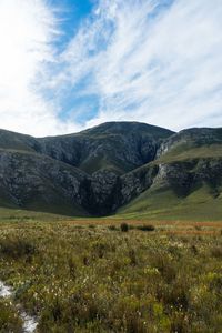 Scenic view of mountains against sky