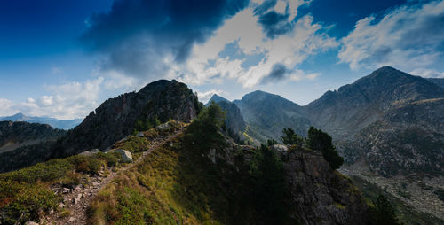 Panoramic view of mountains against sky