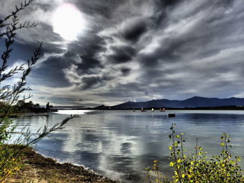 Scenic view of lake against sky