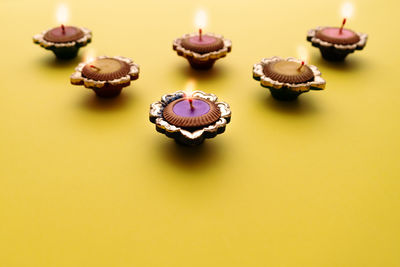 High angle view of cupcakes