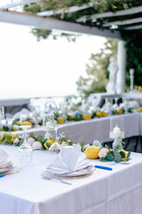 Place setting on table