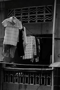 Rear view of clothes drying on clothesline