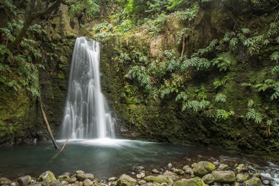 Beautiful waterfall of island of sao miguel in the azores
