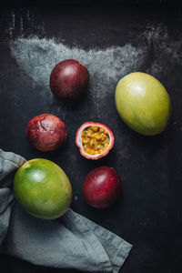 High angle view of apples on table