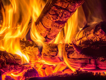 Close-up of bonfire at night