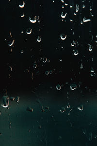 Full frame shot of raindrops on glass