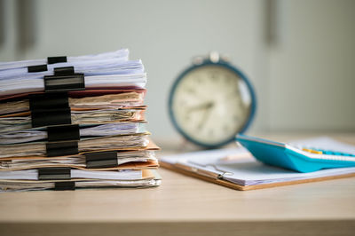 Close-up of books on table