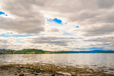 Scenic view of lake against sky