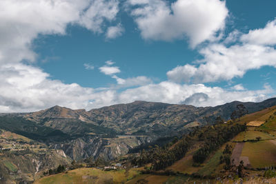 Scenic view of landscape against cloudy sky