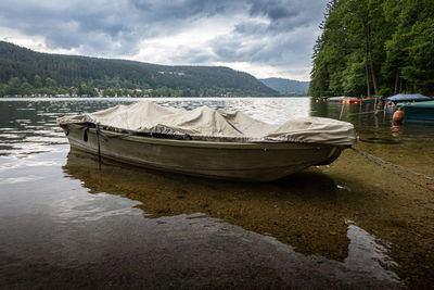 The french lake called longemer in the vosges. ideal for  recreation, photo taken on a cloudy day