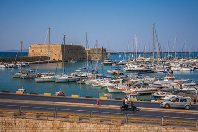 Boats in harbor