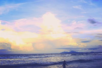 Scenic view of sunset over sea