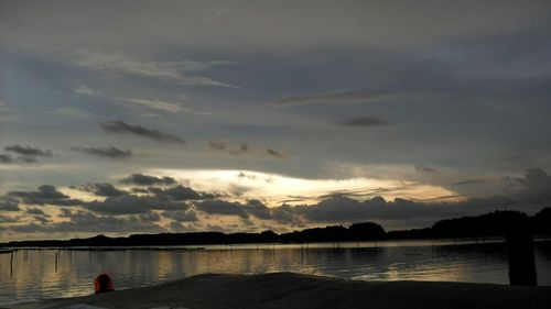 Scenic view of lake at sunset