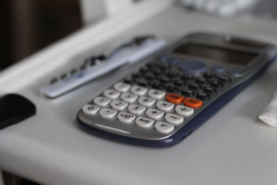 Close-up of computer keyboard on table