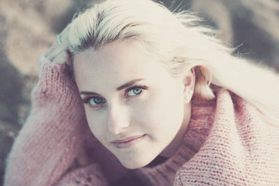 Close-up portrait of beautiful young woman