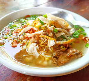 Close-up of meal served in bowl