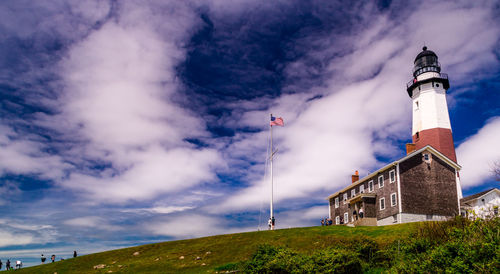 Low angle view of lighthouse against sky