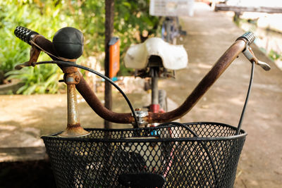 Close-up of electric lamp on table