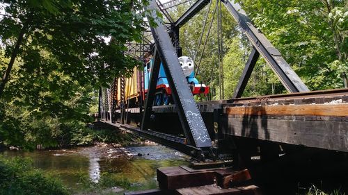 Bridge over river amidst trees