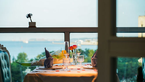 Place setting on table at home