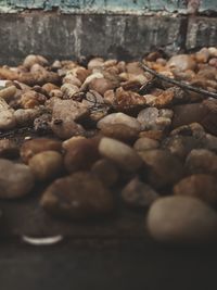 Close-up of stones on table