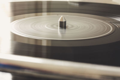 High angle view of a spinning record player