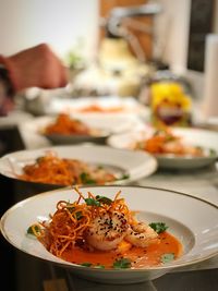 Close-up of food served in plate