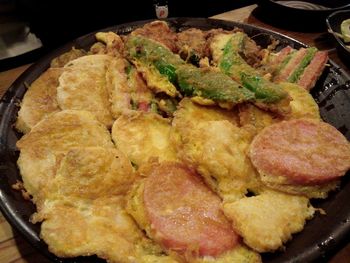 High angle view of meal served in plate