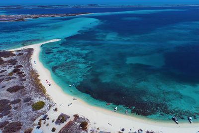 High angle view of beach on sunny day