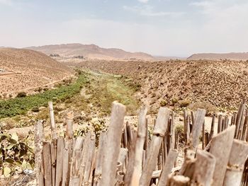 Panoramic shot of field against sky