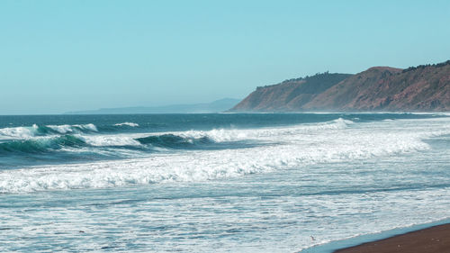 Scenic view of sea against clear sky