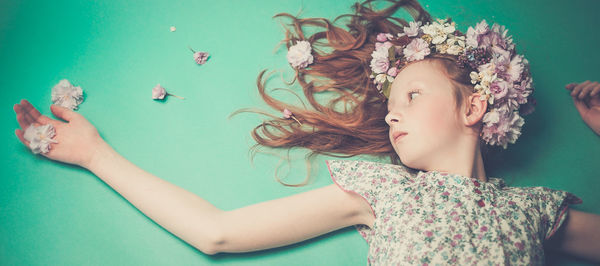 Portrait of girl with flowers