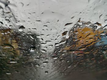 Full frame shot of raindrops on glass