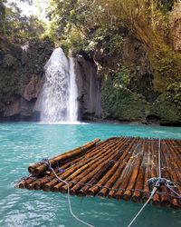 Scenic view of waterfall