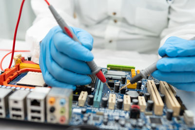 Close-up of hands working