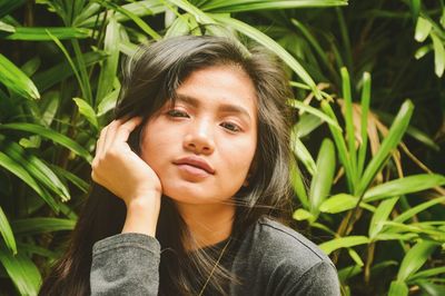 Close-up portrait of young woman