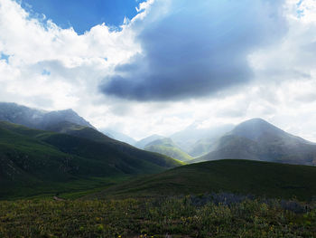 Scenic view of mountains against sky