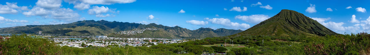 Panoramic view of townscape against sky