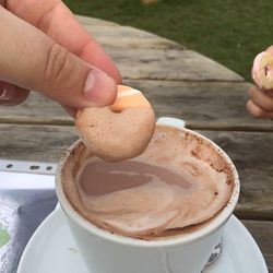 Cropped hand holding coffee cup