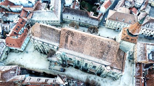 High angle view of buildings in old city