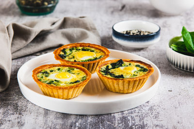 High angle view of food on table
