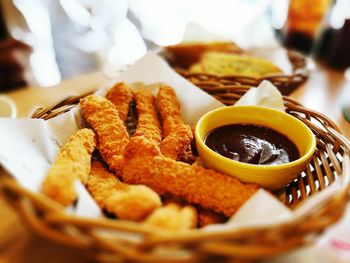 Close-up of bread in basket