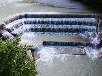 High angle view of waterfall in sea