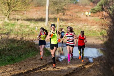 Group of people running